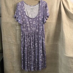 Torrid Lavender Floral Scoop-Neck Jersey Midi Dress Size 0